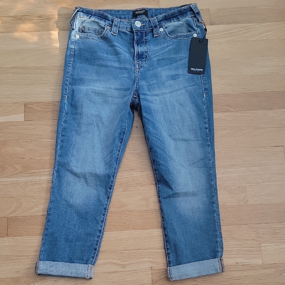 True Religion Blue Ankle Cropped Jeans